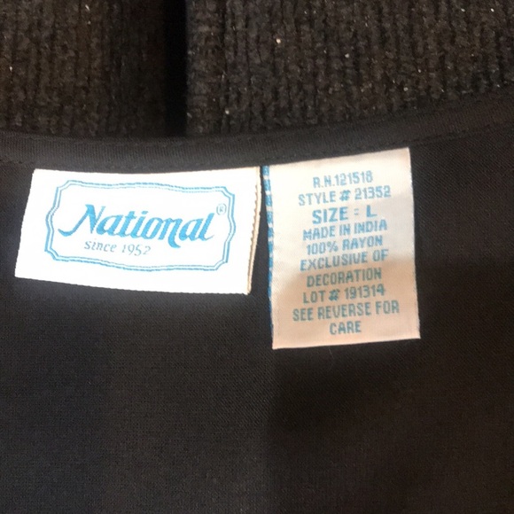 National, since 1952, Black & White Maxi Geometric  Lace Hem Side Pockets-L - Picture 10 of 14